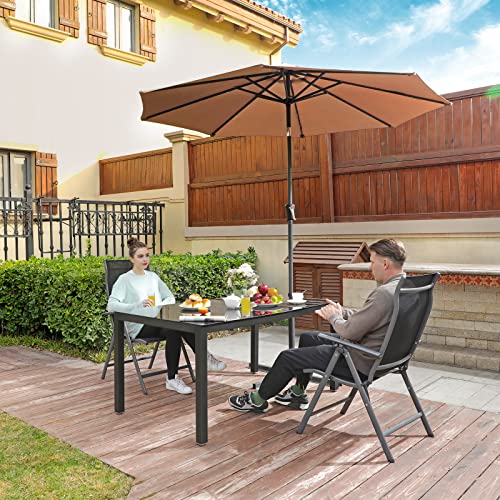 Set od 2 sklopive vrtne stolice, naslon za leđa s 8 podesivih razina, crne | SONGMICS-vitahome.hr