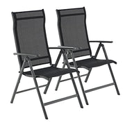 Set od 2 sklopive vrtne stolice, naslon za leđa s 8 podesivih razina, crne | SONGMICS-vitahome.hr