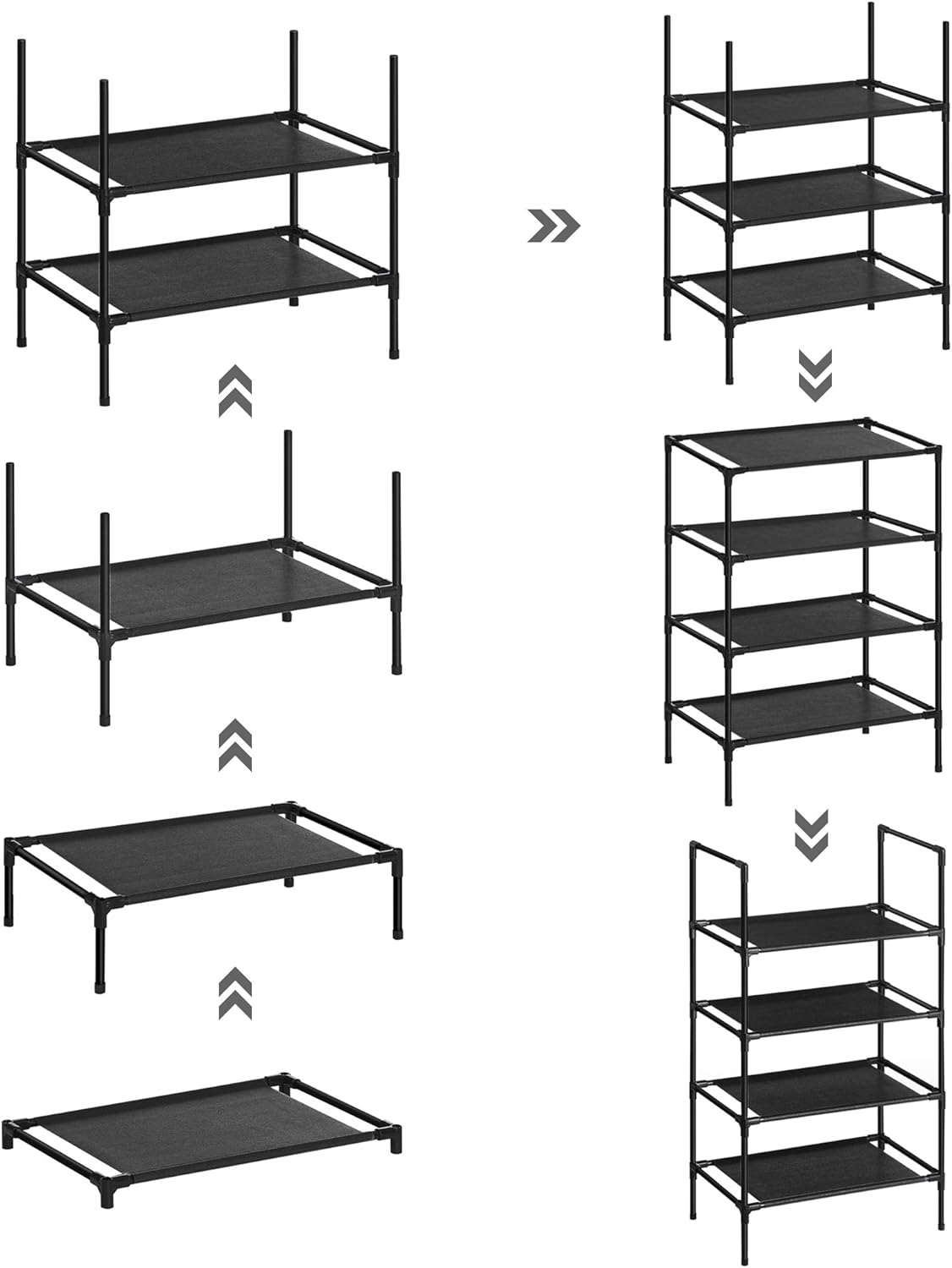 Set od 2 stalka za cipele s 4 razine, 28 x 45 x 80 cm, crne boje | SONGMICS-vitahome.hr