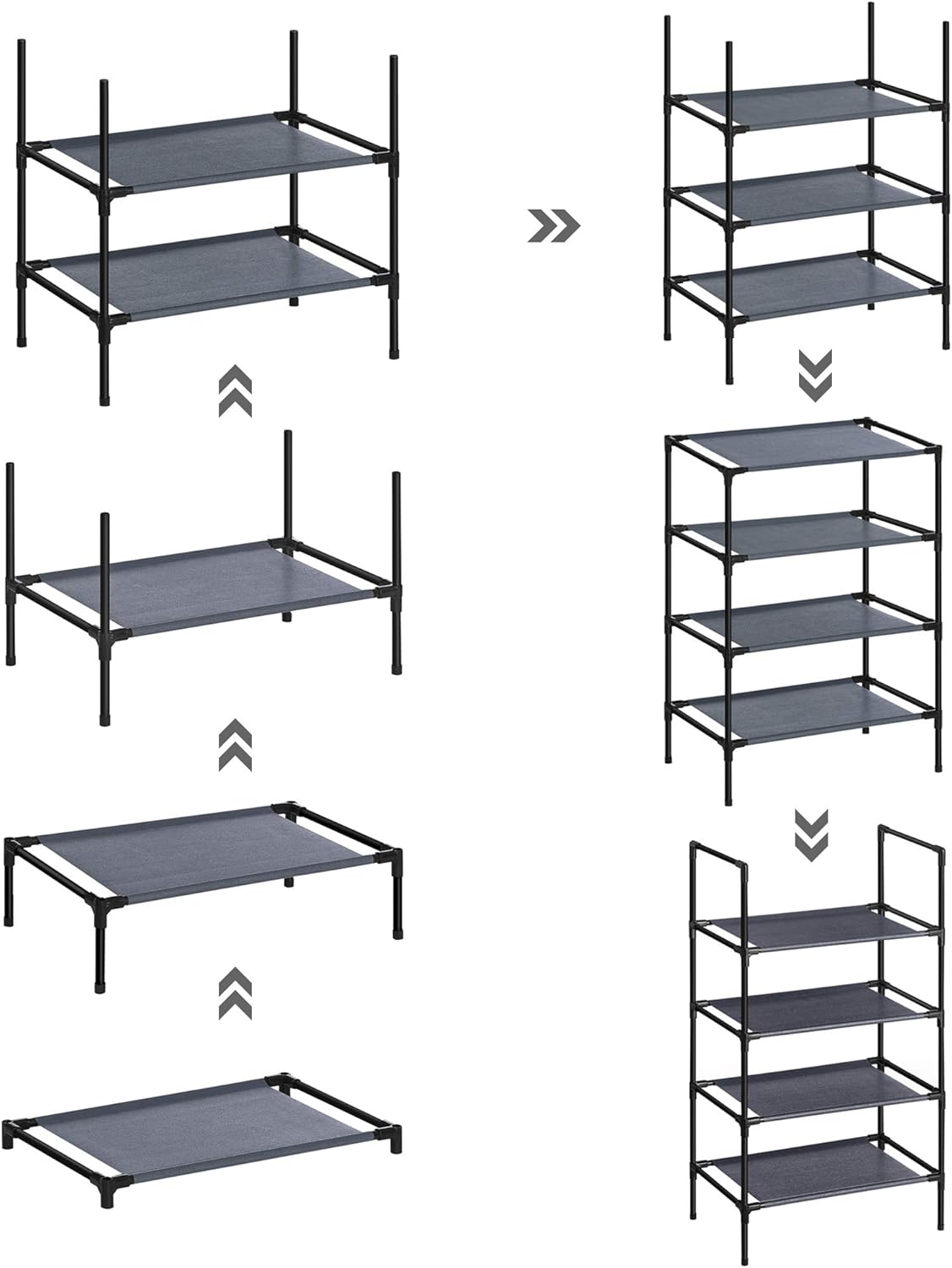Set od 2 stalka za cipele s 4 razine, 28 x 45 x 80 cm, sive boje | SONGMICS-vitahome.hr
