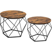 Set od 2 stolića za kavu, metal i iverica, rustikalno smeđa i crna boja | VASAGLE-VASAGLE-Vita Home