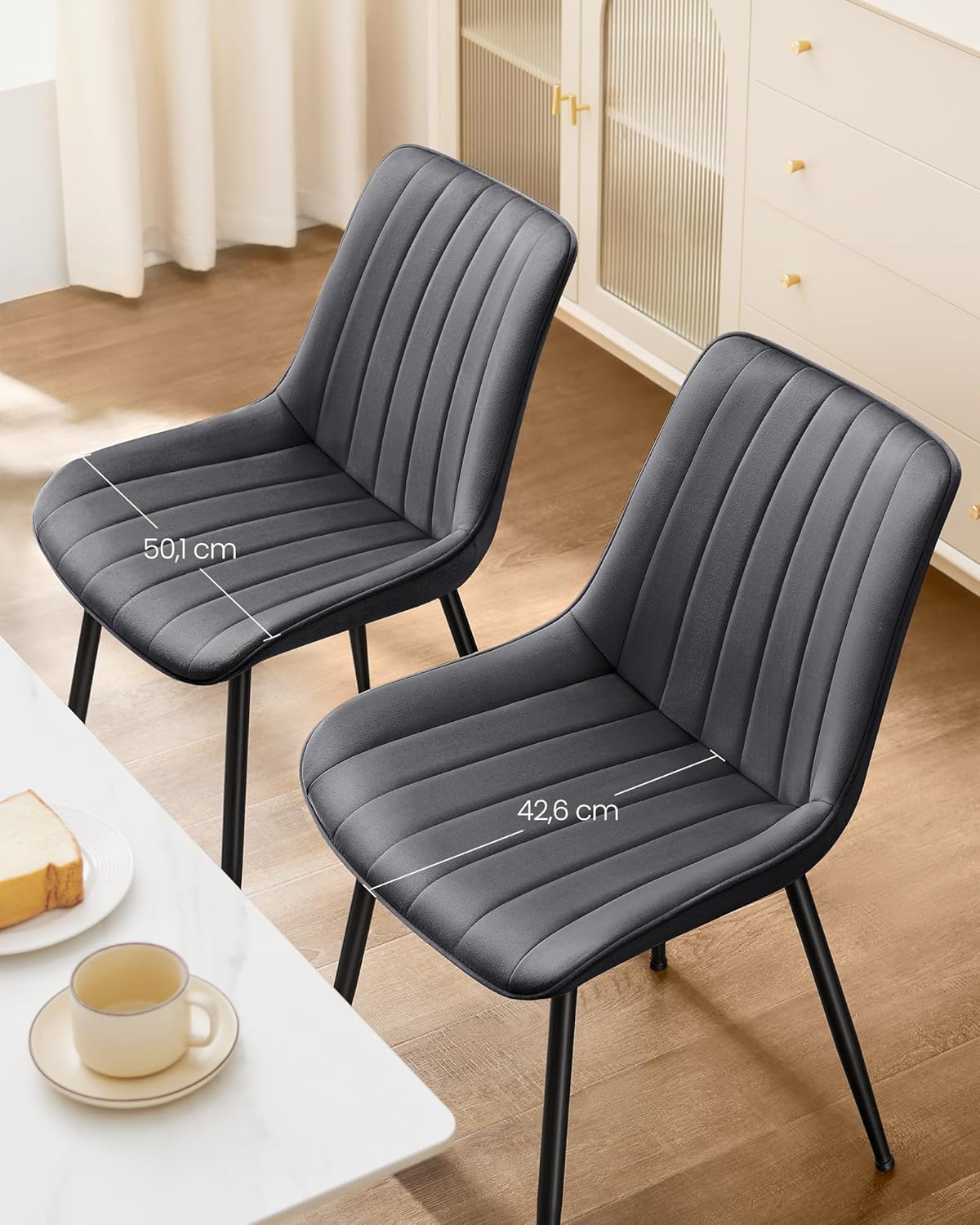 Set od 2 stolice za blagovaonicu nosivosti 120 kg, sive i crne boje-SONGMICS-Vita Home