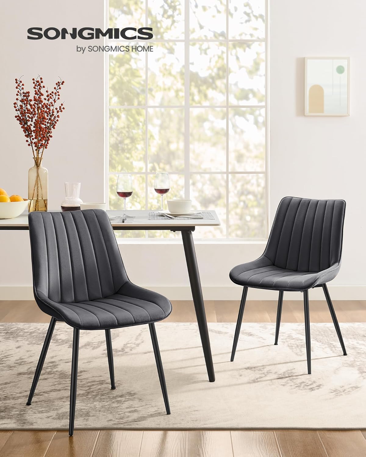 Set od 2 stolice za blagovaonicu nosivosti 120 kg, sive i crne boje-SONGMICS-Vita Home
