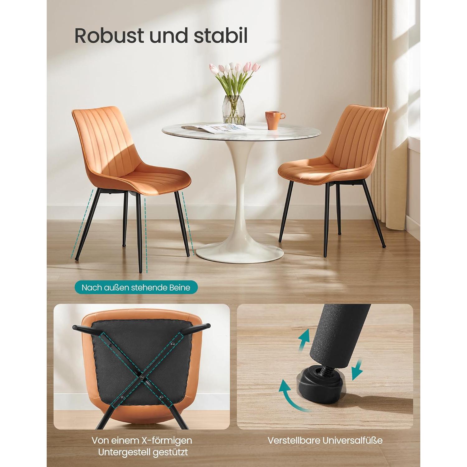 Set od 2 stolice za blagovaonicu nosivosti 120 kg, smeđe i crne boje | SONGMICS-vitahome.hr