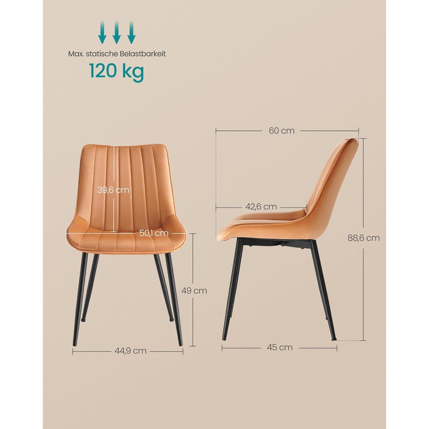 Set od 2 stolice za blagovaonicu nosivosti 120 kg, smeđe i crne boje | SONGMICS-vitahome.hr