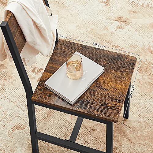 Set od 2 stolice za blagovaonu, 36 x 46,6 x 87,1 cm, rustikalna smeđa i crna | VASAGLE-vitahome.hr