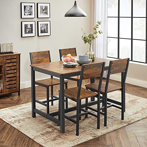 Set od 2 stolice za blagovaonu, 36 x 46,6 x 87,1 cm, rustikalna smeđa i crna | VASAGLE-vitahome.hr