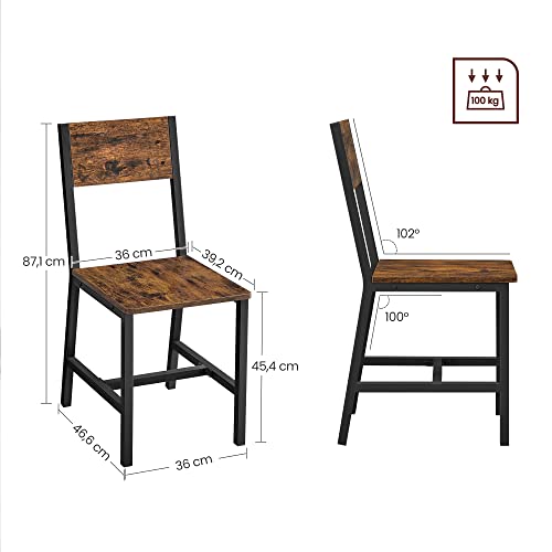 Set od 2 stolice za blagovaonu, 36 x 46,6 x 87,1 cm, rustikalna smeđa i crna | VASAGLE-vitahome.hr