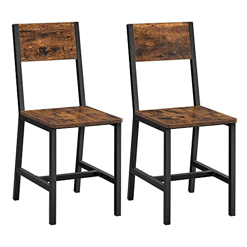 Set od 2 stolice za blagovaonu, 36 x 46,6 x 87,1 cm, rustikalna smeđa i crna | VASAGLE-vitahome.hr