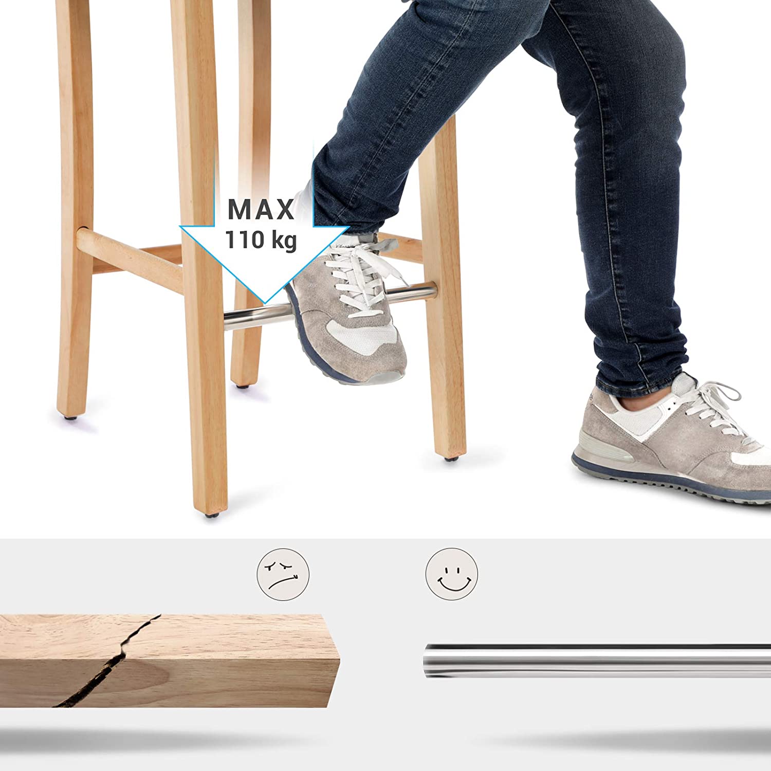 Set od 2 tapecirane barske stolice s naslonom, tamno sive | SONGMICS-vitahome.hr