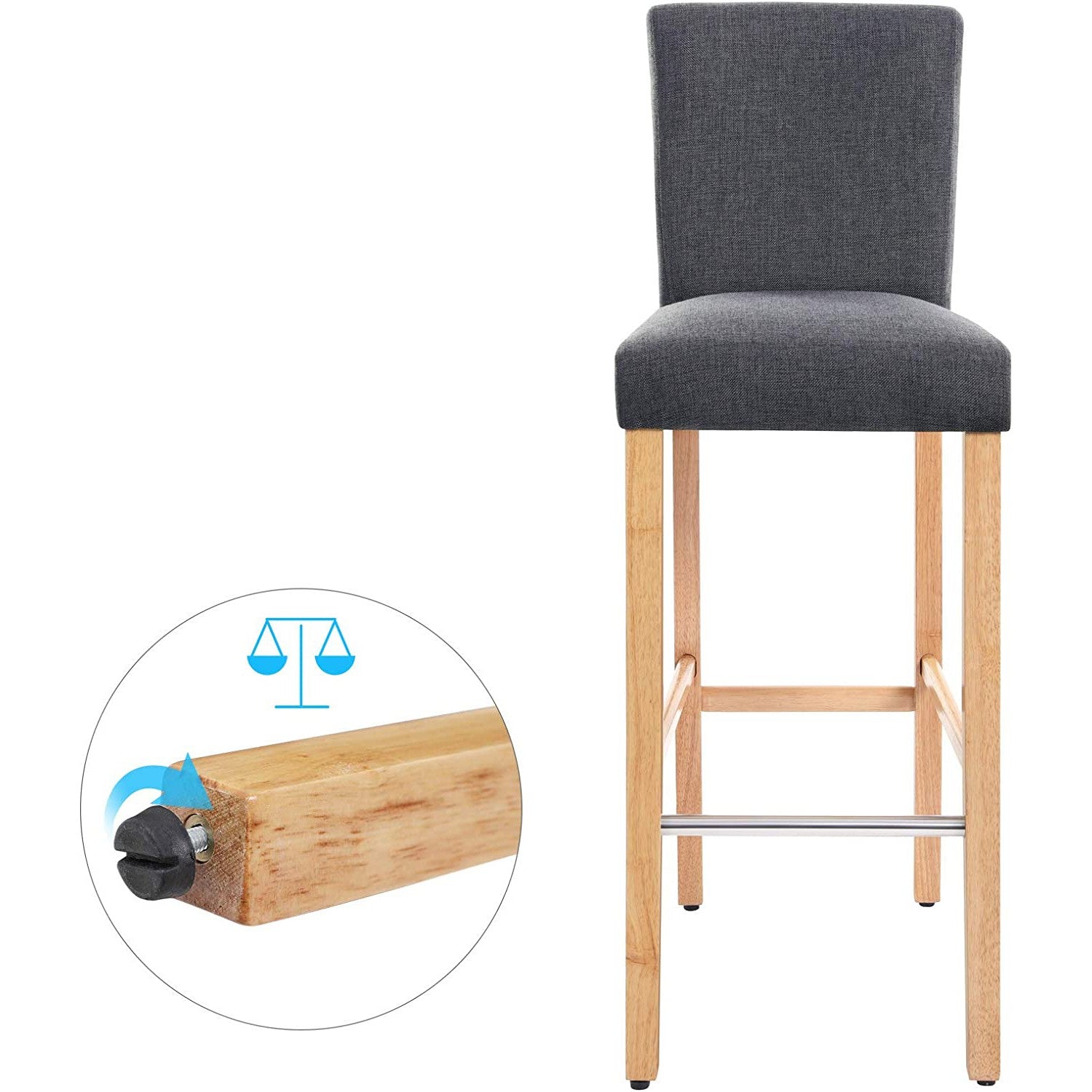 Set od 2 tapecirane barske stolice s naslonom, tamno sive | SONGMICS-vitahome.hr