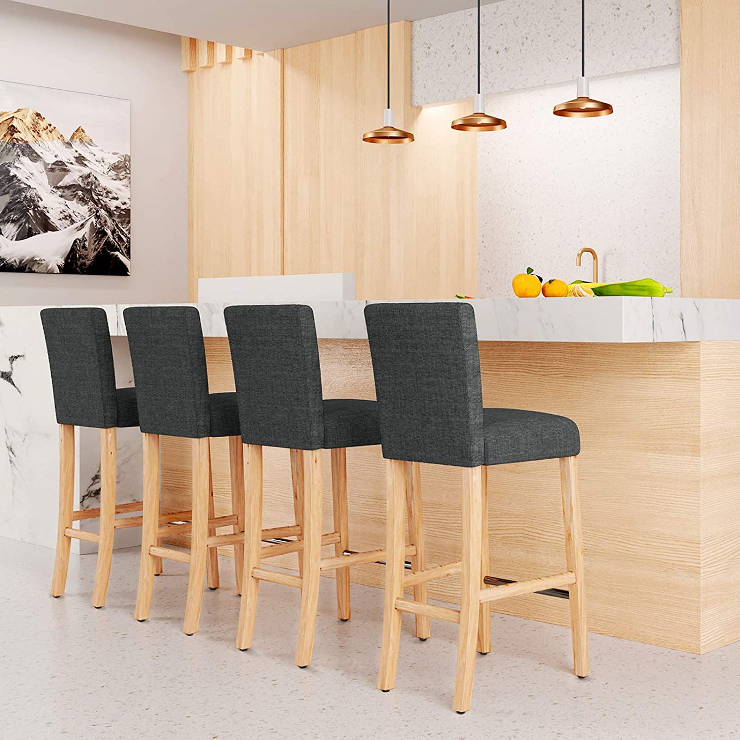 Set od 2 tapecirane barske stolice s naslonom, tamno sive | SONGMICS-vitahome.hr