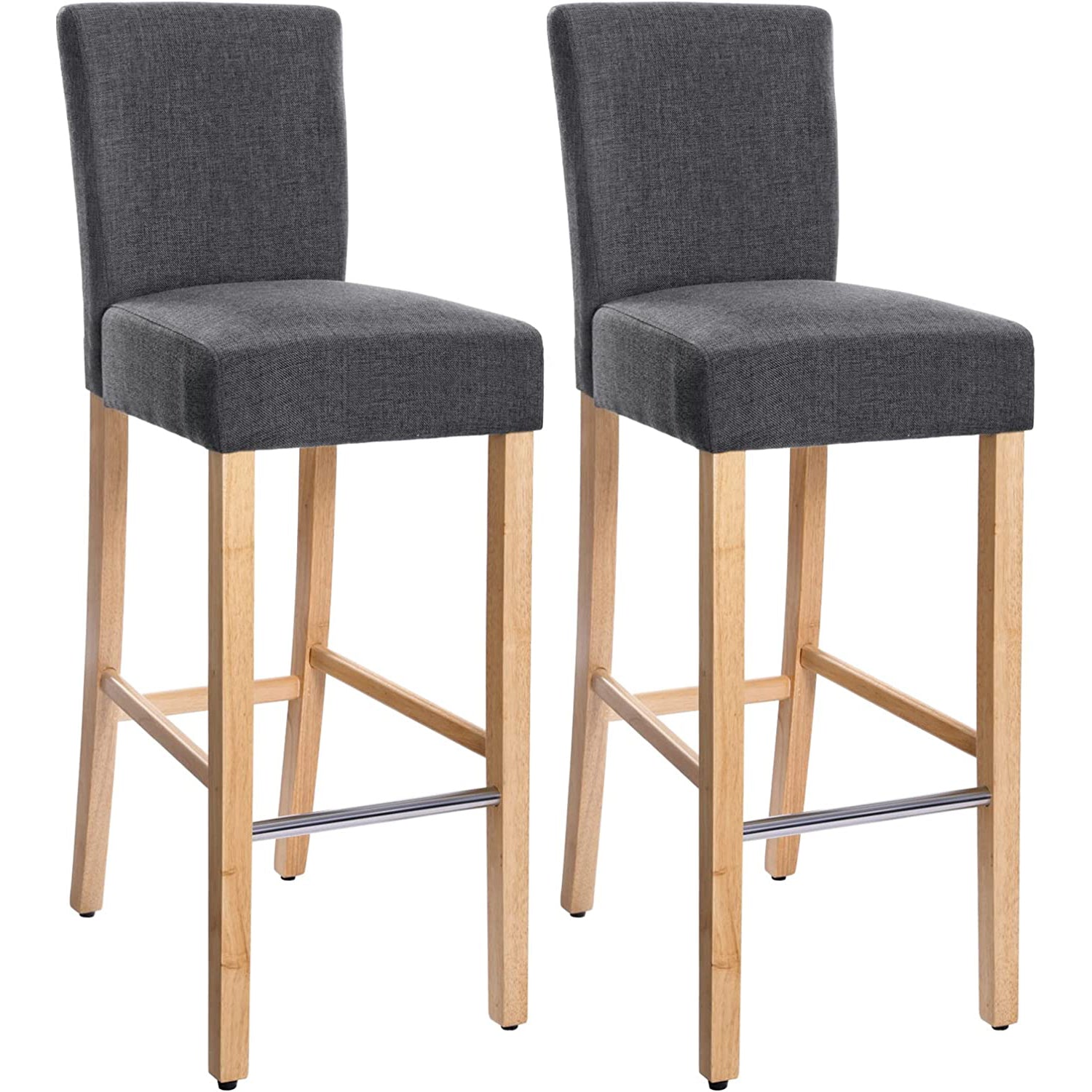 Set od 2 tapecirane barske stolice s naslonom, tamno sive | SONGMICS-vitahome.hr