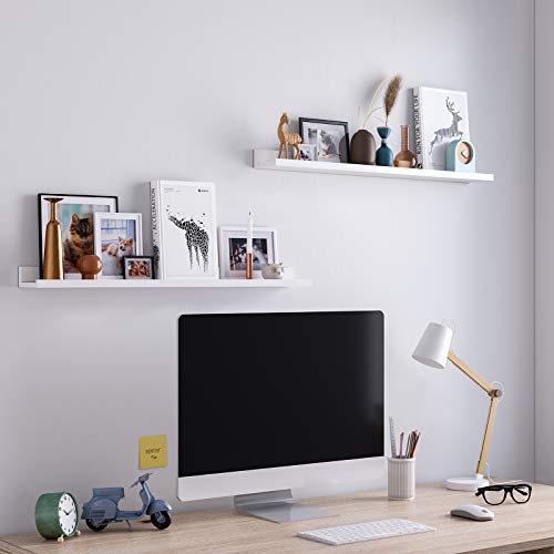 Set od 2 uske zidne police, 10 x 80 cm, bijele boje | SONGMICS-vitahome.hr