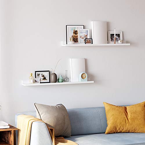 Set od 2 uske zidne police, 10 x 80 cm, bijele boje | SONGMICS-vitahome.hr