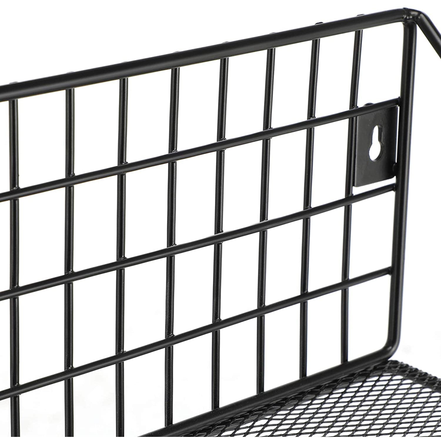 Set od 2 zidne, metalne police u industrijskom dizajnu s kukicama, crne | SONGMICS-vitahome.hr