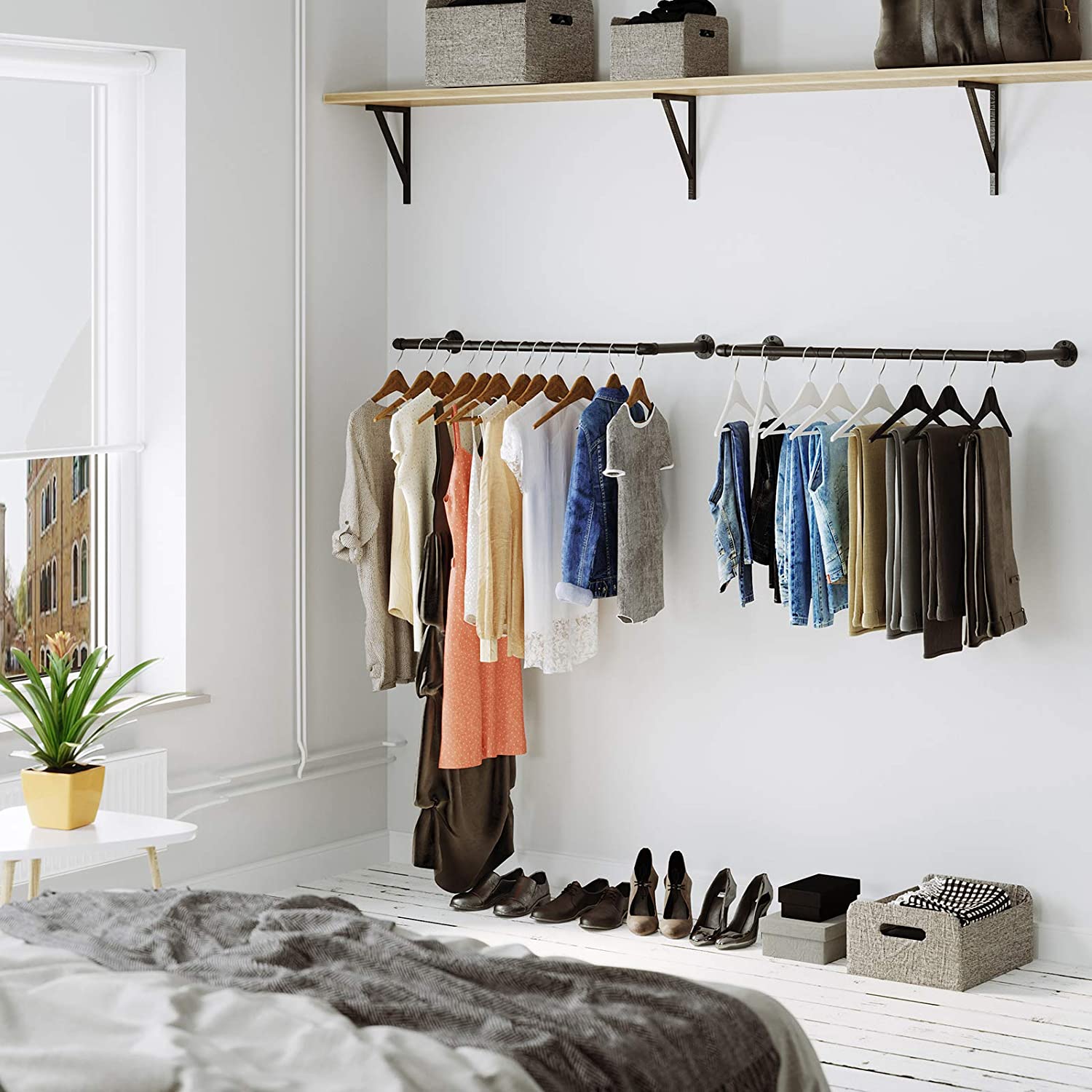 Set od 2 zidne šipke nosivosti do 60kg, od čelika, crne boje | SONGMICS-vitahome.hr