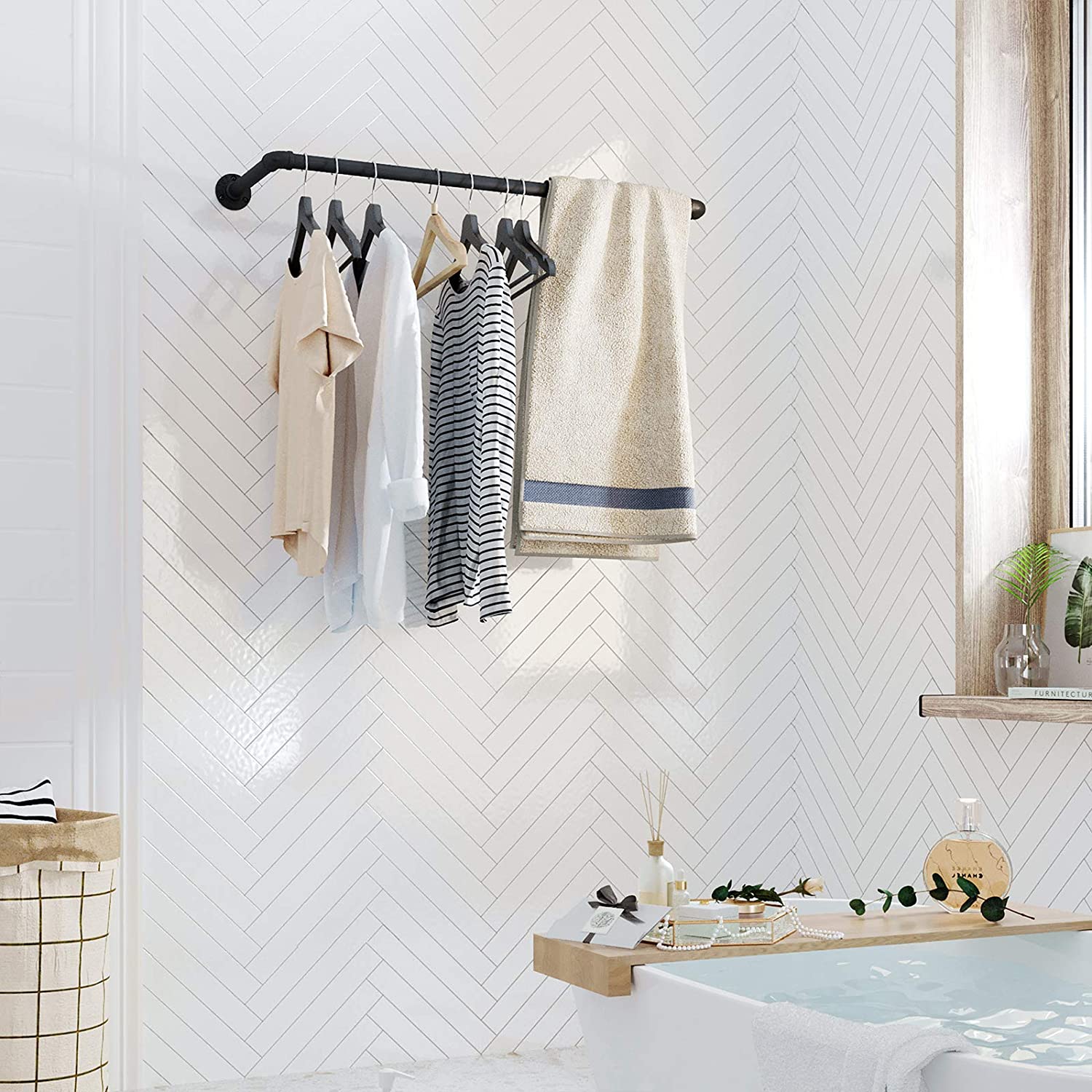 Set od 2 zidne šipke nosivosti do 60kg, od čelika, crne boje | SONGMICS-vitahome.hr