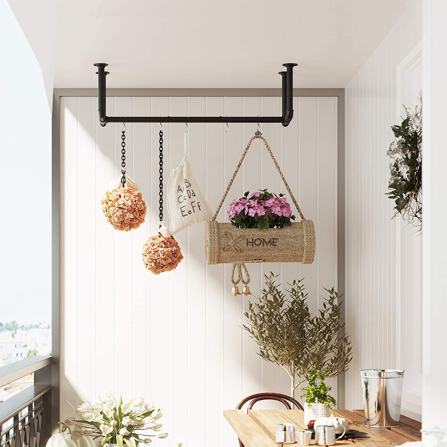 Set od 2 zidne vješalice, 110 x 30 x 29,3 cm, od čelika, crne boje | SONGMICS-vitahome.hr