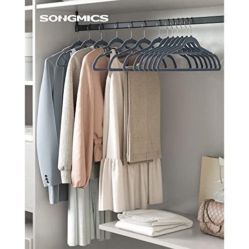 Set od 20 baršunastih, protukliznih vješalica za odjeću i kapute, svijetlo sive | SONGMICS-vitahome.hr