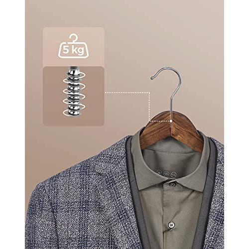 Set od 20 drvenih vješalica s protukliznom prečkom, boja tamnog oraha | SONGMICS-vitahome.hr