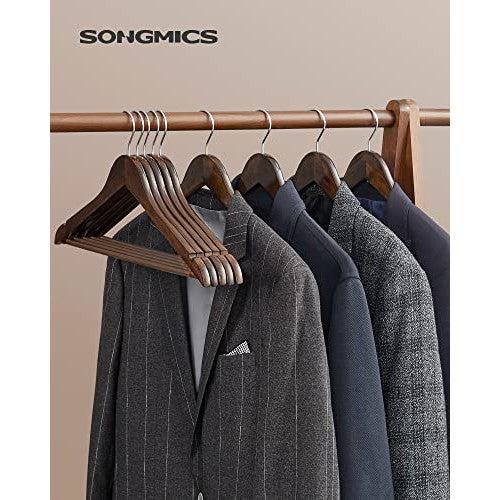 Set od 20 drvenih vješalica s protukliznom prečkom, boja tamnog oraha | SONGMICS-vitahome.hr