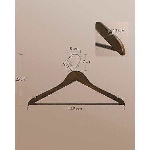 Set od 20 drvenih vješalica s protukliznom prečkom, boja tamnog oraha | SONGMICS-vitahome.hr
