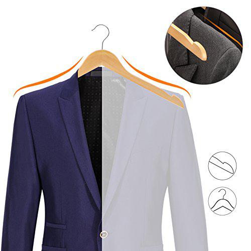 Set od 20 drvenih vješalica za kapute, duljina 44 cm, prirodna boja drveta | SONGMICS-vitahome.hr