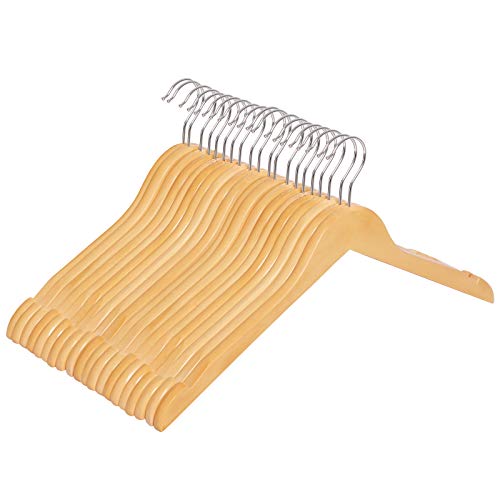 Set od 20 drvenih vješalica za kapute, duljina 44 cm, prirodna boja drveta | SONGMICS-vitahome.hr