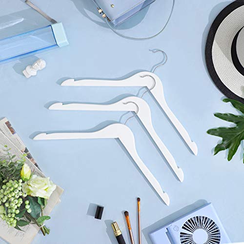 Set od 20 drvenih vješalica za odjeću s kukama rotirajućim za 360°, bijele | SONGMICS-vitahome.hr