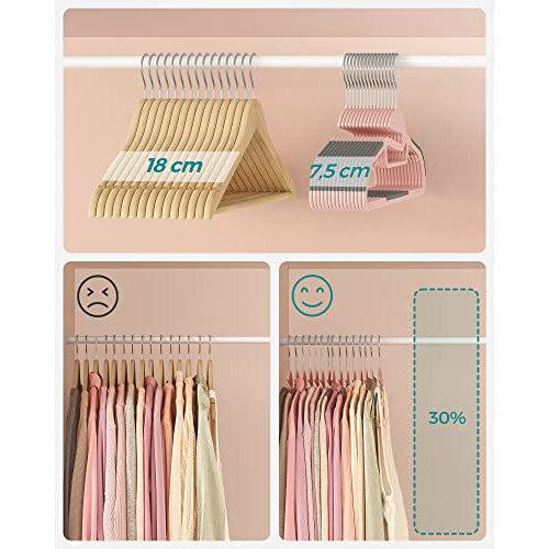 Set od 20 plastičnih vješalica za odjeću, 41.5 x 0.5 x 22.5 cm, ružičasto sive | SONGMICS-vitahome.hr
