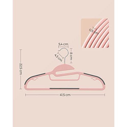Set od 20 plastičnih vješalica za odjeću, 41.5 x 0.5 x 22.5 cm, ružičasto sive | SONGMICS-vitahome.hr
