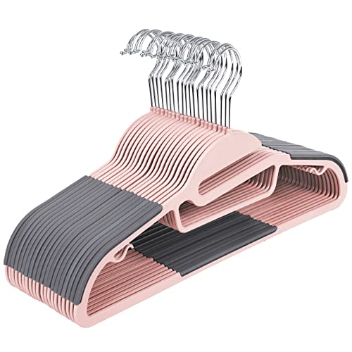 Set od 20 plastičnih vješalica za odjeću, 41.5 x 0.5 x 22.5 cm, ružičasto sive | SONGMICS-vitahome.hr