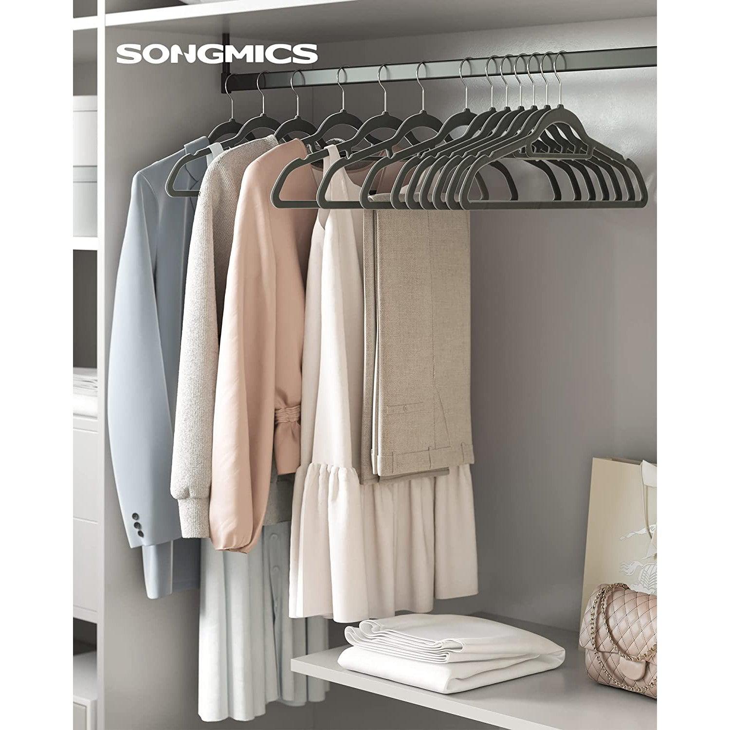 Set od 20 protukliznih baršunastih vješalica s držačem za kravate, sive | SONGMICS-vitahome.hr
