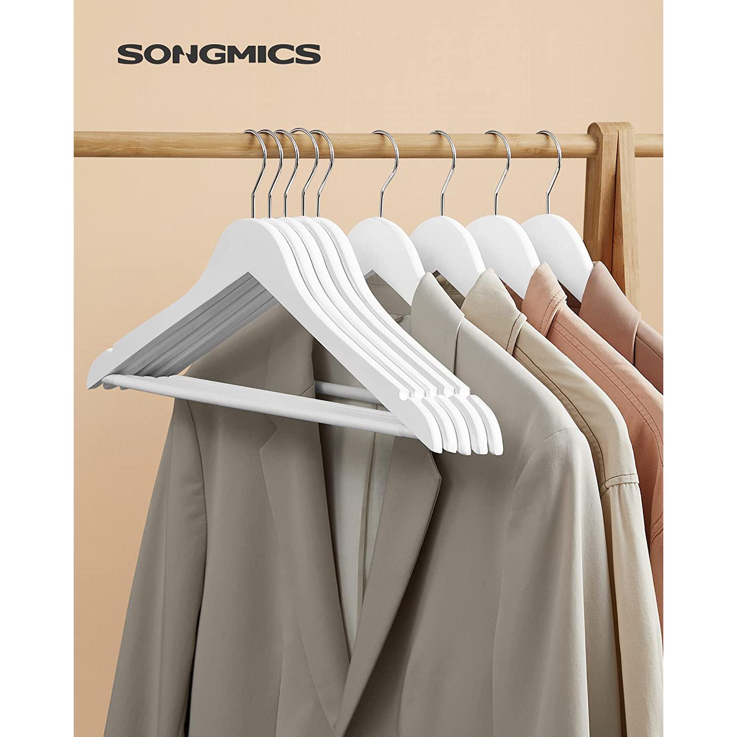 Set od 20 vješalica od javorovog drveta s urezima na ramenima, bijele | SONGMICS-vitahome.hr