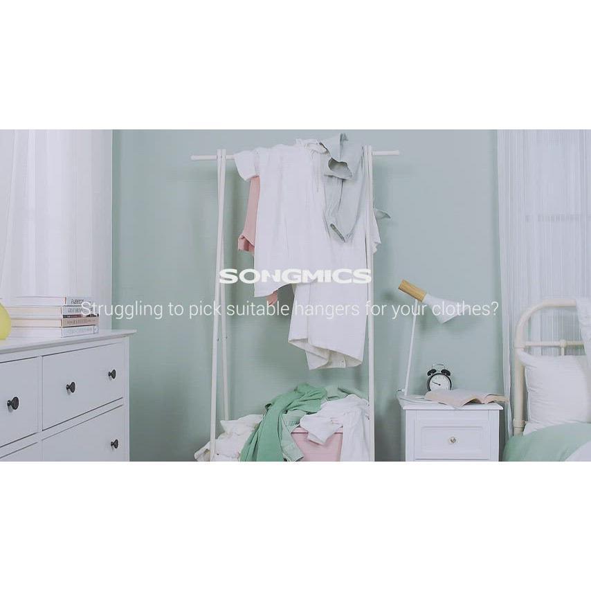 Set od 20 vješalica od javorovog drveta s urezima na ramenima, bijele | SONGMICS-vitahome.hr