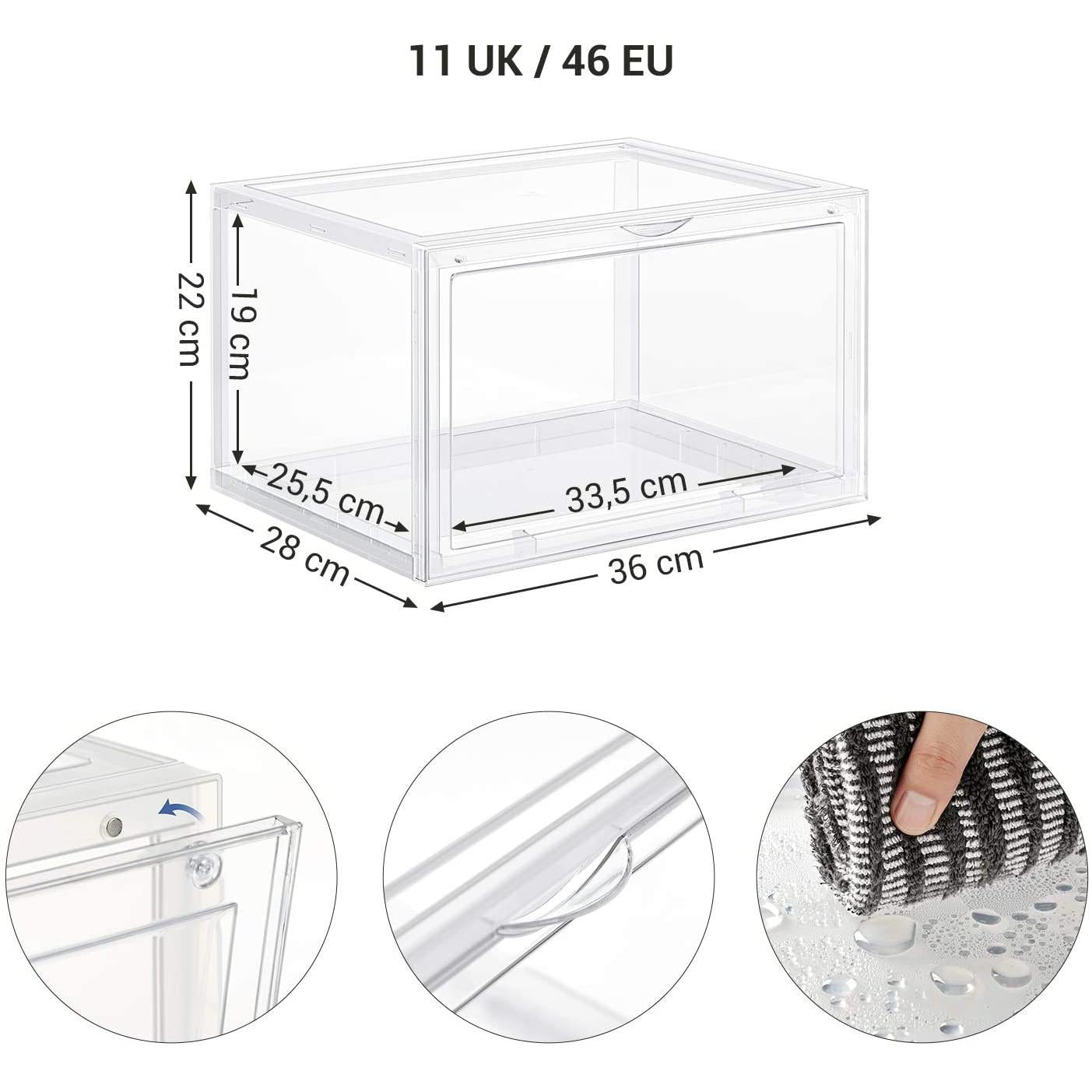 Set od 3 kutije za cipele, kutije za pohranu, prozirne | SONGMICS-vitahome.hr