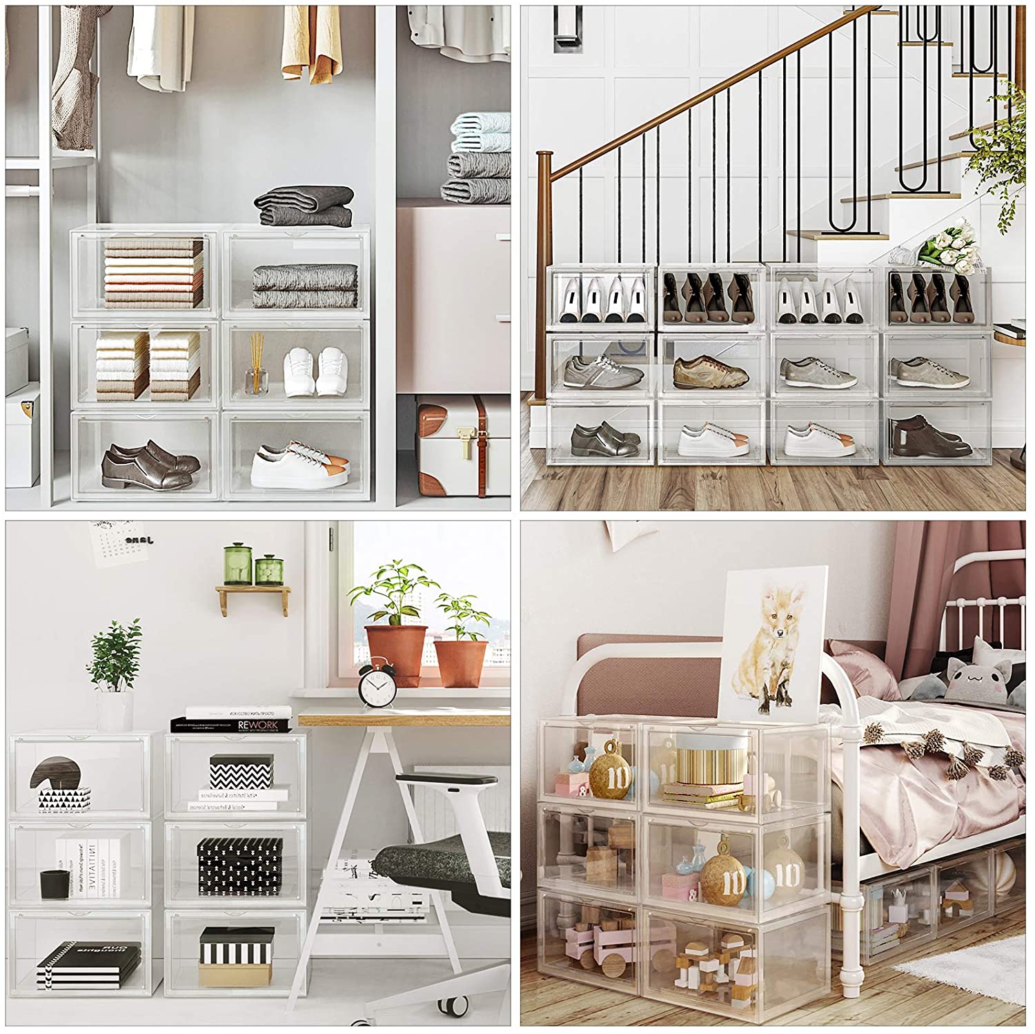 Set od 3 kutije za cipele, kutije za pohranu, prozirne | SONGMICS-vitahome.hr