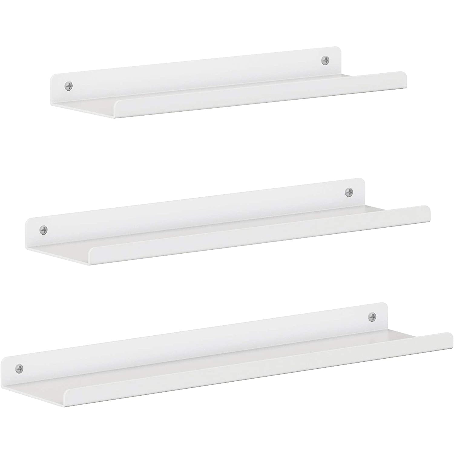 Set od 3 metalne zidne police 30/35/40 x 2,5 x 9,5cm , bijele | SONGMICS-vitahome.hr