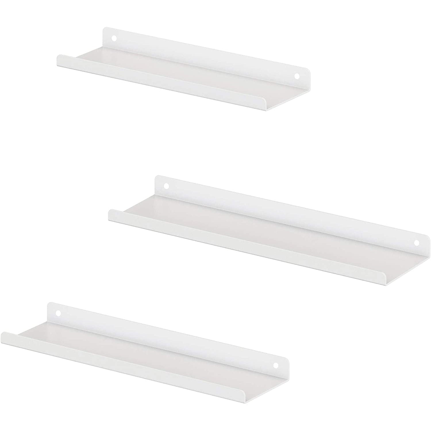 Set od 3 metalne zidne police 30/35/40 x 2,5 x 9,5cm , bijele | SONGMICS-vitahome.hr