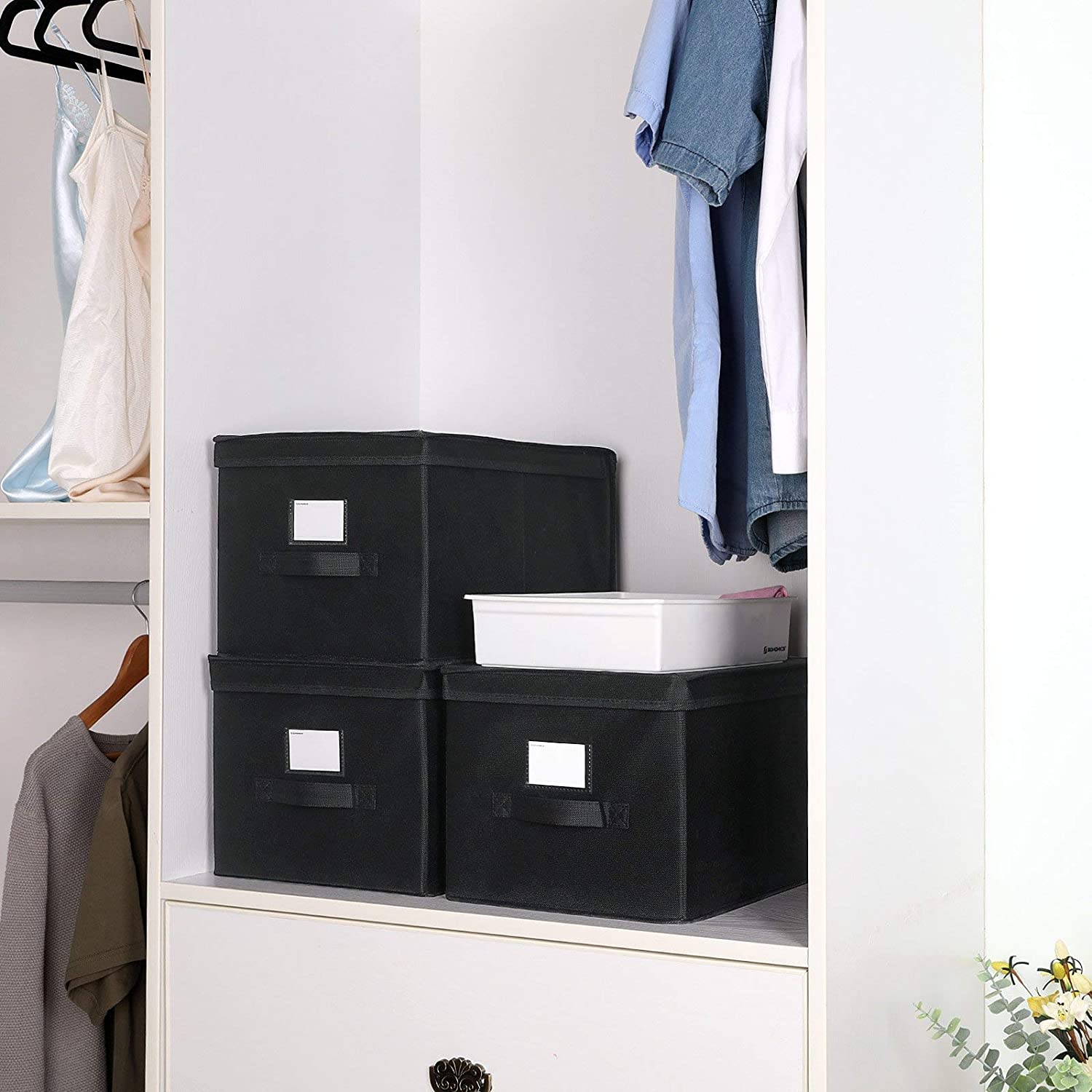 Set od 3 sklopive kutije za odlaganje 40 x 30 x 25 cm, crne | SONGMICS-vitahome.hr