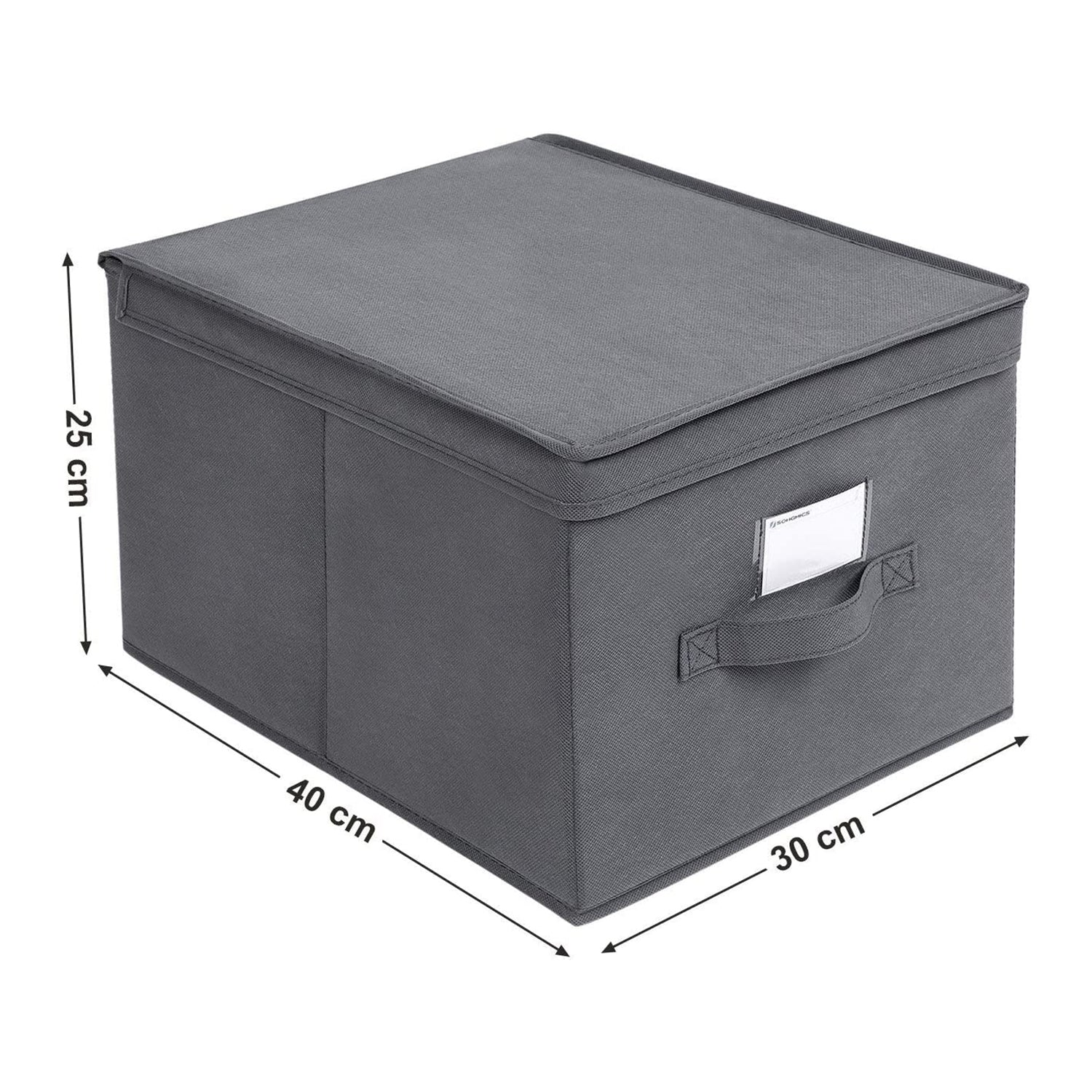Set od 3 sklopive kutije za odlaganje s poklopcima, 40 x 25 x 30 cm, sive | SONGMICS-vitahome.hr