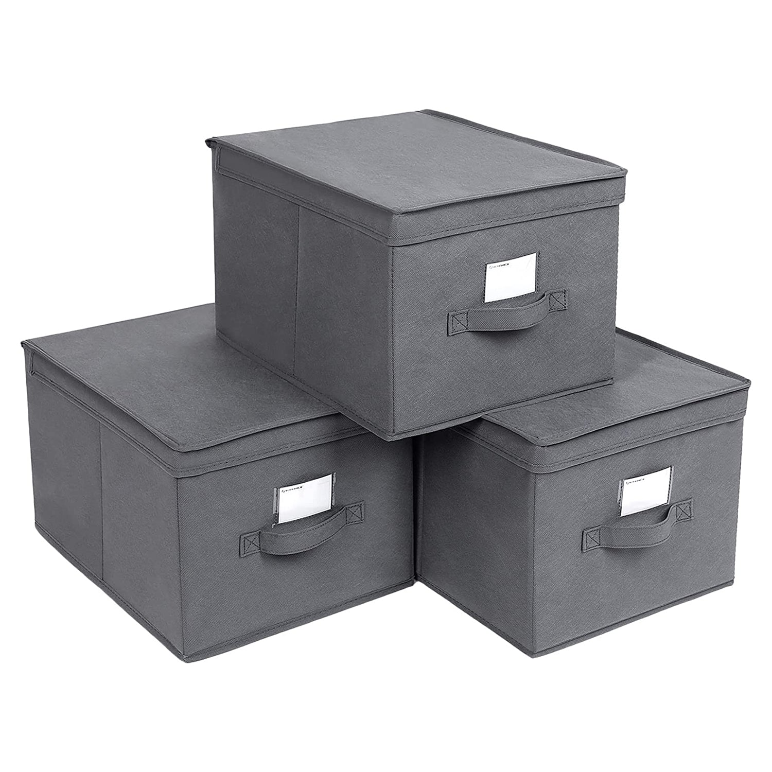 Set od 3 sklopive kutije za odlaganje s poklopcima, 40 x 25 x 30 cm, sive | SONGMICS-vitahome.hr