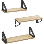 Set od 3 zidne police različitih dimenzija, 30/35/40 x 12 x 11 cm, boje hrasta-crne | VASAGLE-vitahome.hr