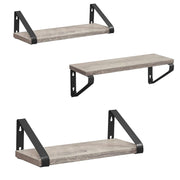 Set od 3 zidne police različitih dimenzija, 30/35/40 x 12 x 11 cm, sivo-crne | VASAGLE-vitahome.hr