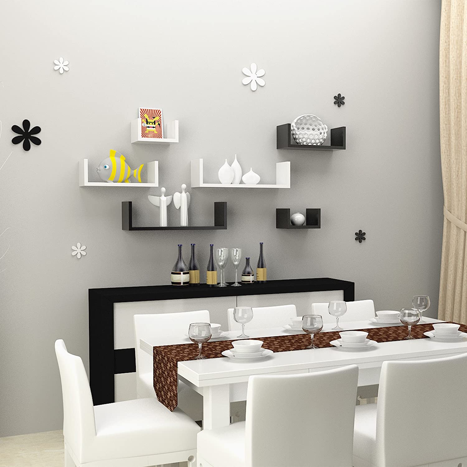 Set od 3 zidne police različitih dimenzija 30/45/60 x 10 x 15 cm, crne | SONGMICS-vitahome.hr