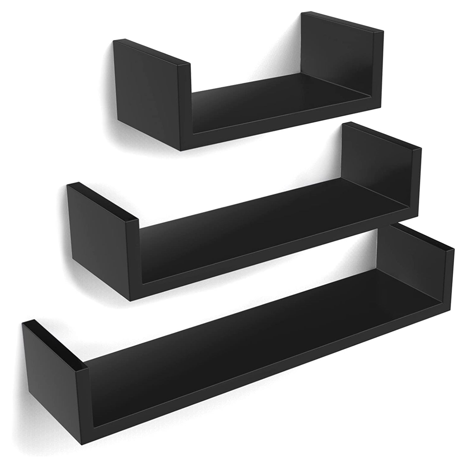 Set od 3 zidne police različitih dimenzija 30/45/60 x 10 x 15 cm, crne | SONGMICS-vitahome.hr