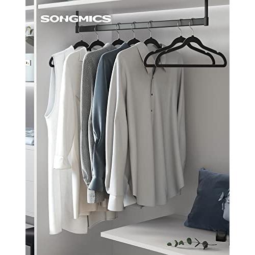 Set od 30 baršunastih, protukliznih vješalica, crne s srebrnim kukama | SONGMICS-vitahome.hr
