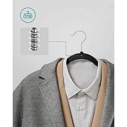 Set od 30 baršunastih, protukliznih vješalica, crne s srebrnim kukama | SONGMICS-vitahome.hr
