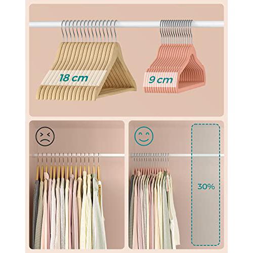 Set od 30 baršunastih, protukliznih vješalica, ružičaste s srebrnim kukama | SONGMICS-vitahome.hr